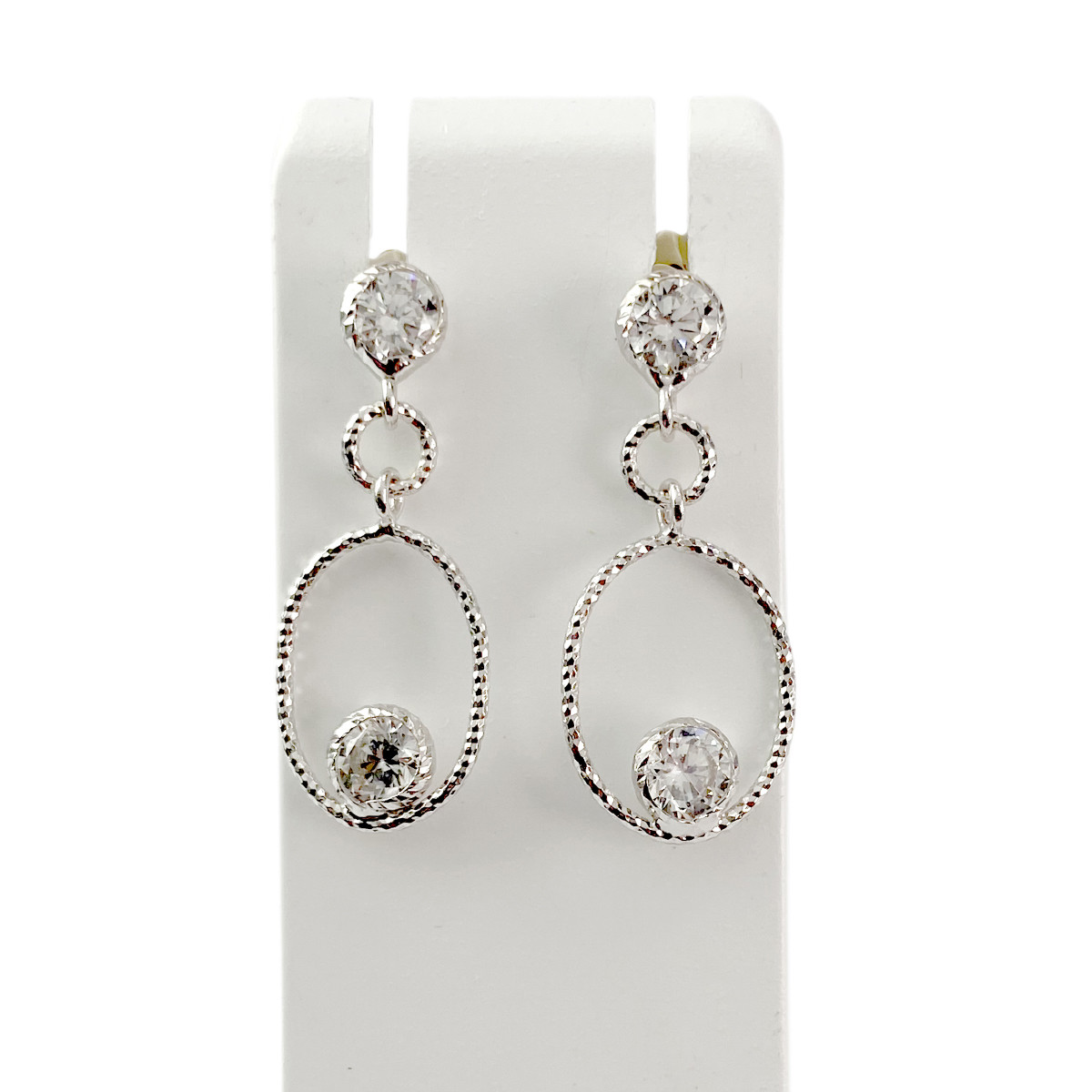 Boucles d'oreilles d'occasion or 750 blanc zirconias