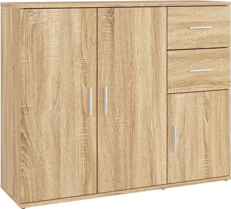 vidaXL - Dressoir - Sonoma Eikenkleurig - Bewerkt Hout - 91x29,5x75 cm