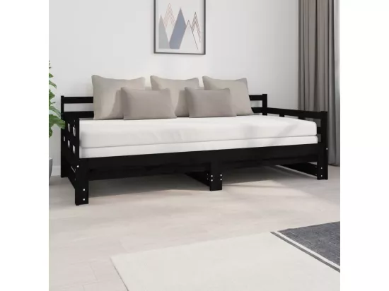 Lit coulissant sans matelas noir 2x(90x200) cm