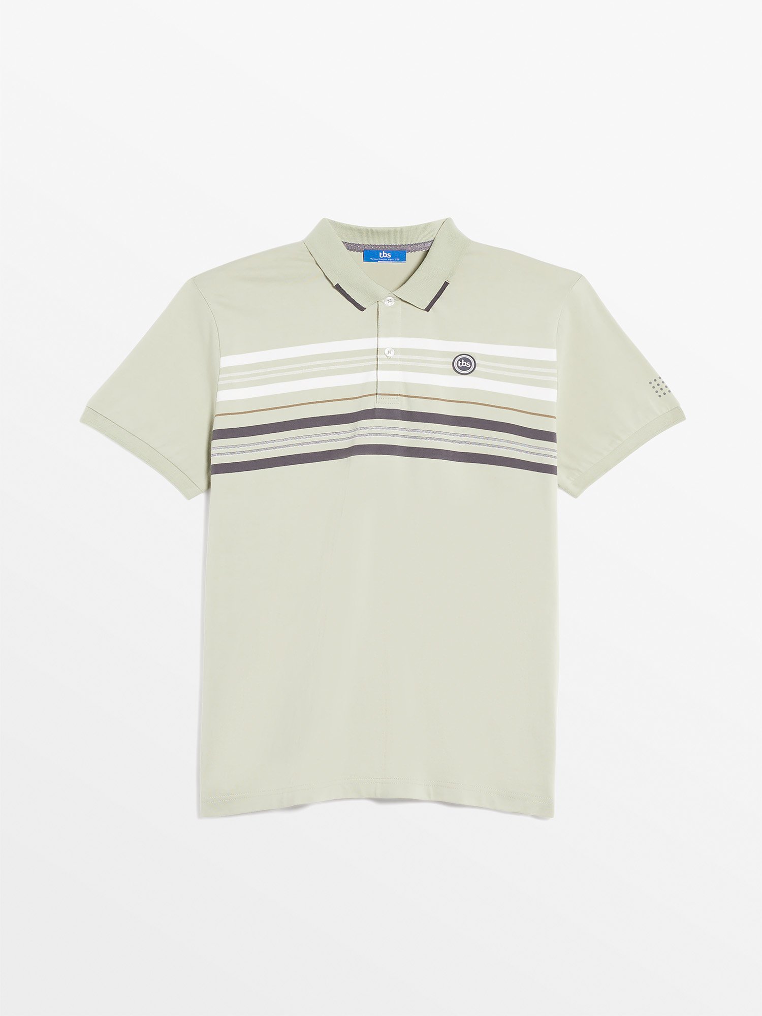 Polo Homme A Rayures Coton Kaki
