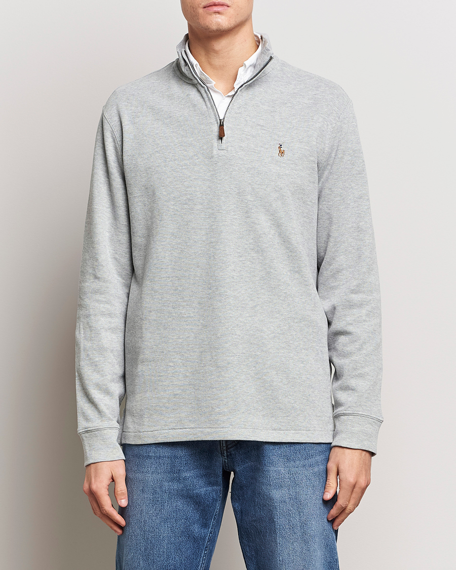 Polo Ralph Lauren Double Knit Jaquard Half Zip Sweater Andover Heather