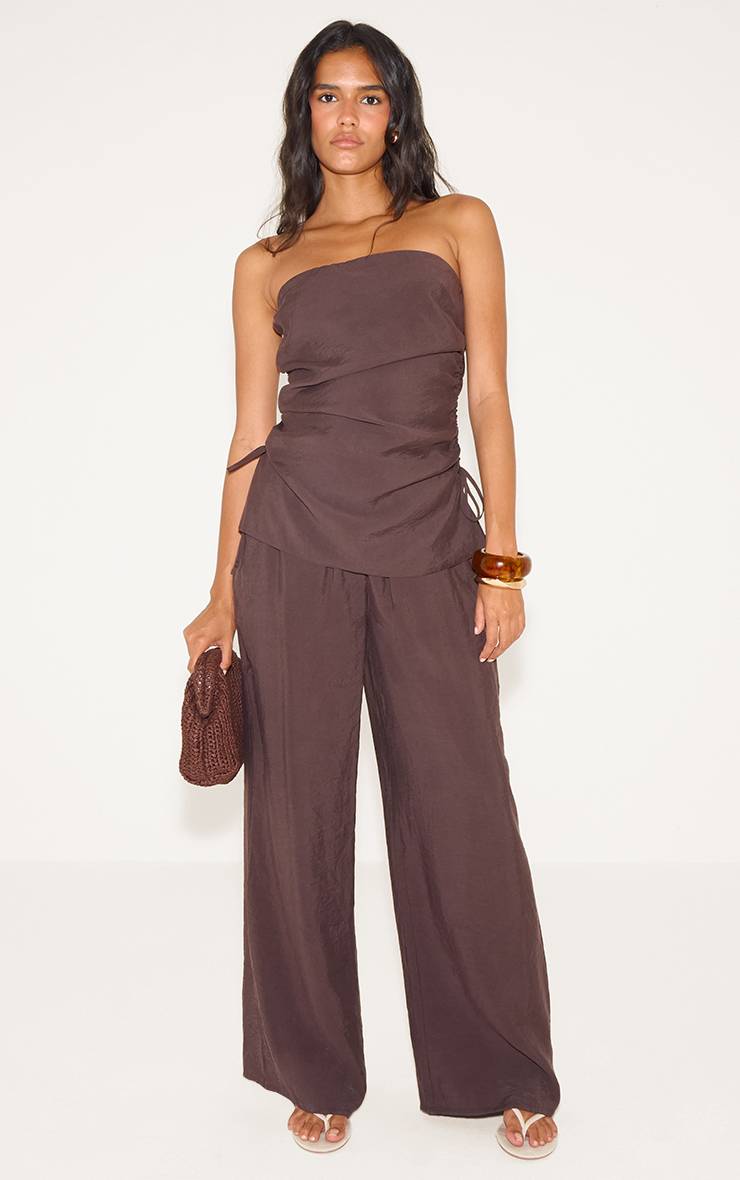 Chocolat Pantalon Droit Tissé