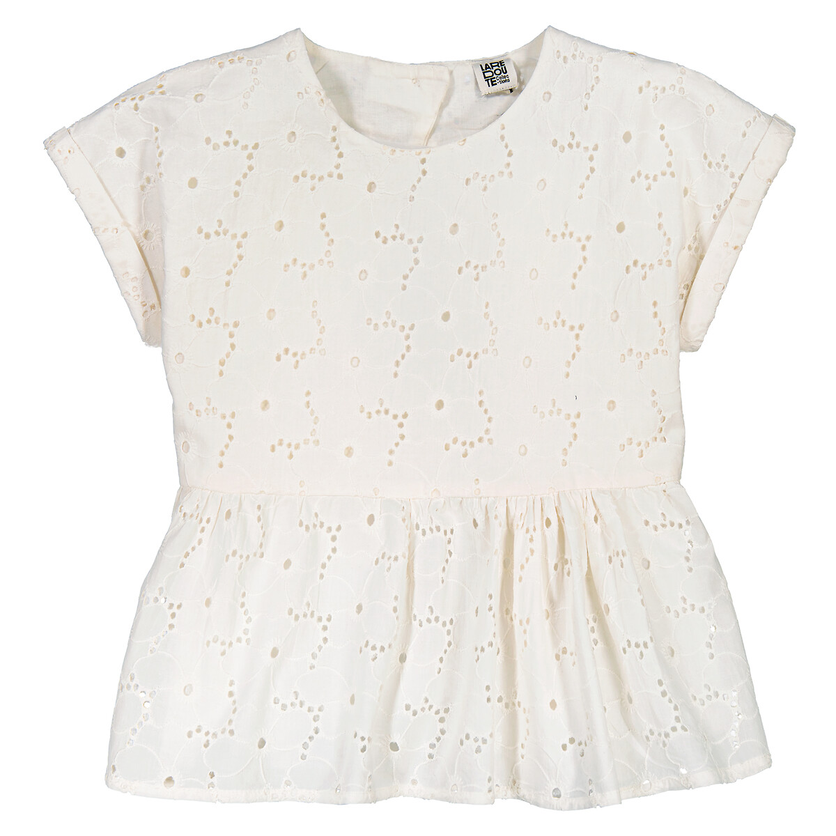 COLEÇÃO LA REDOUTE<br>Blusa em renda inglesa com mangas curtas