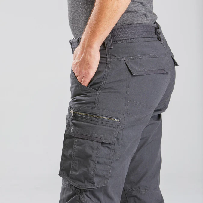 Decathlon Forclaz - Calça Cargo Masculina Forclaz para Viagem e Mochilão - TRAVEL 100 Cinza