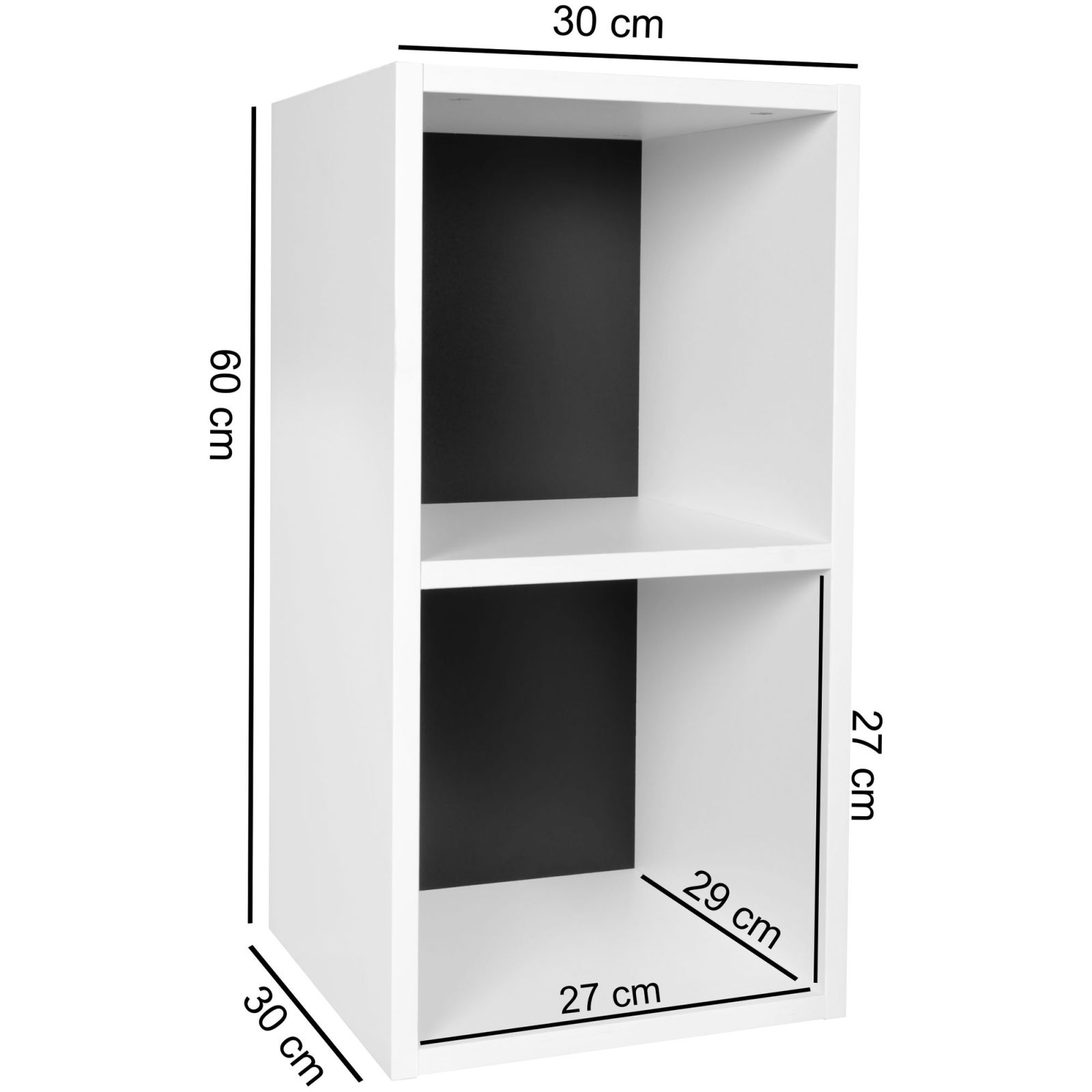 Standregal - weiß-schwarz - 60 cm hoch
