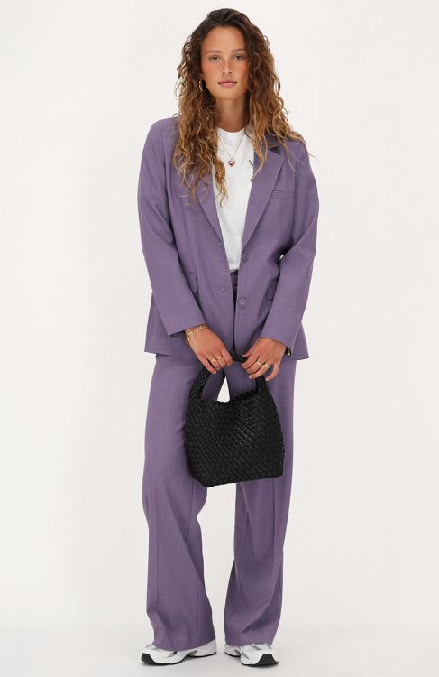 Paarse oversized blazer met zakken & knopen