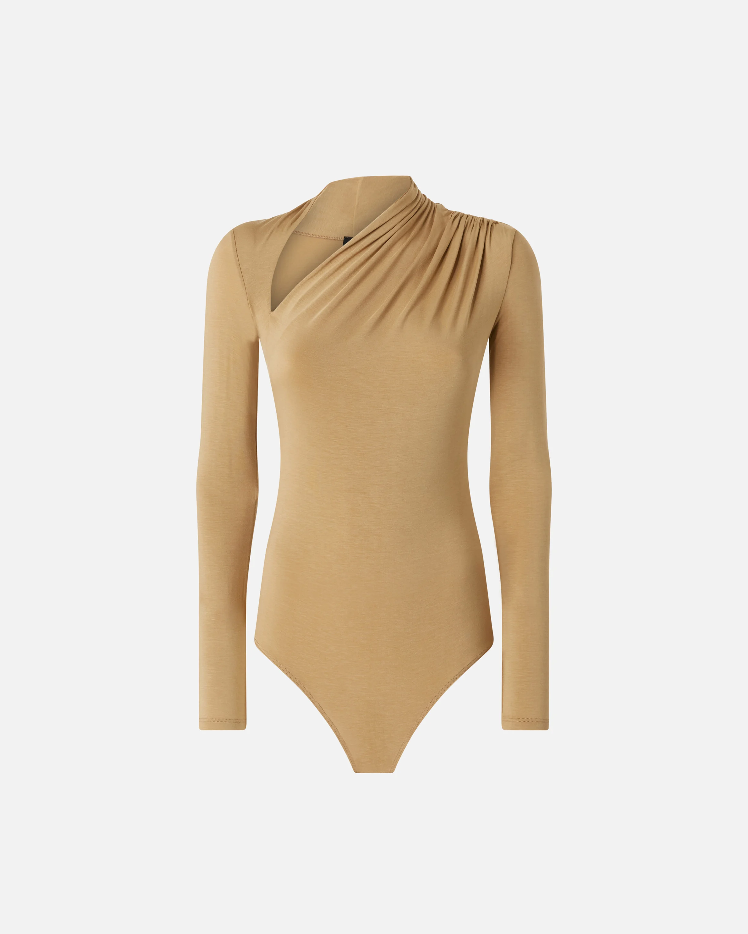 Body à manches longues avec encolure asymétrique | Marron