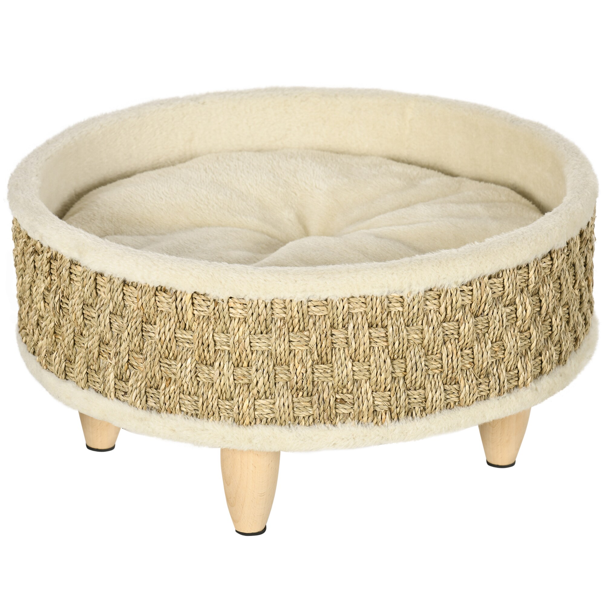 PawHut Haustierbett mit Kissen natur 48L x 48B x 24,5H cm