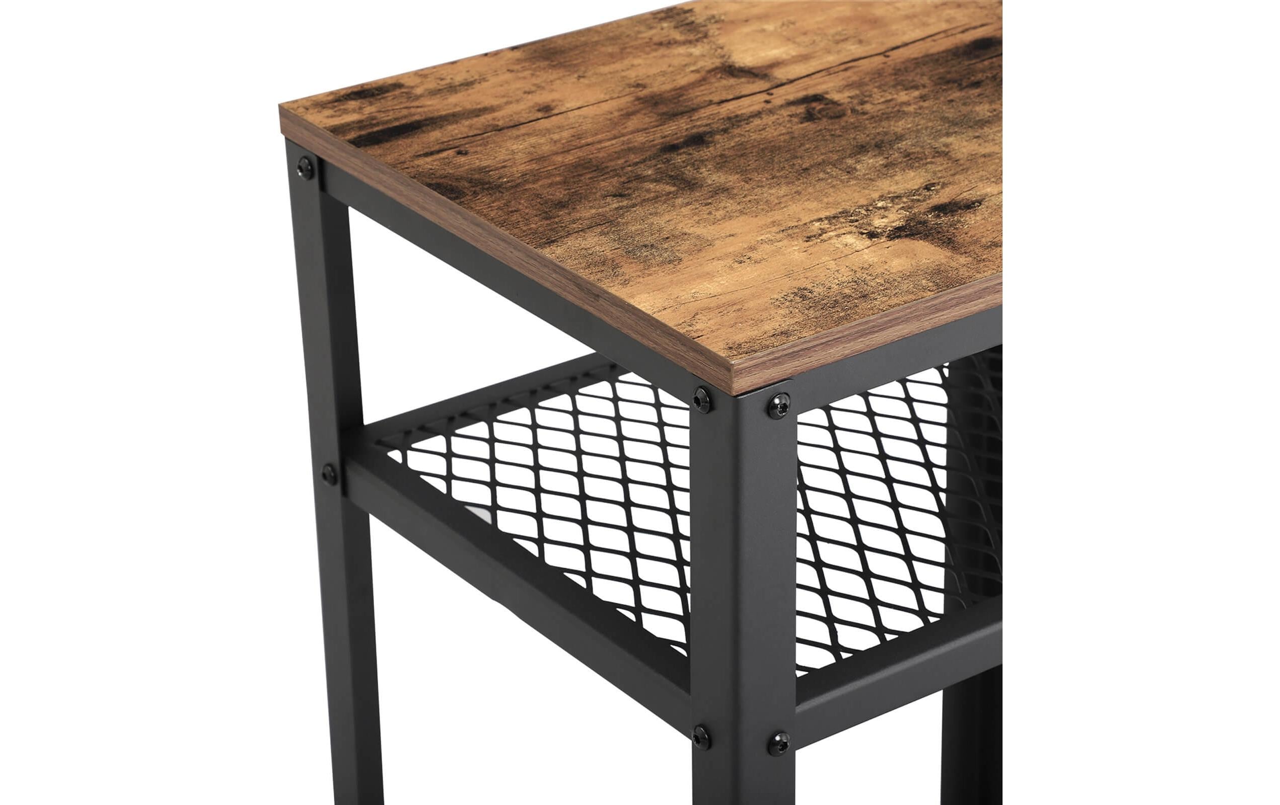 Beistelltisch Mit 2 Gitterablagen 40 x 75 cm, Braun/SchwarzKonsolentisch