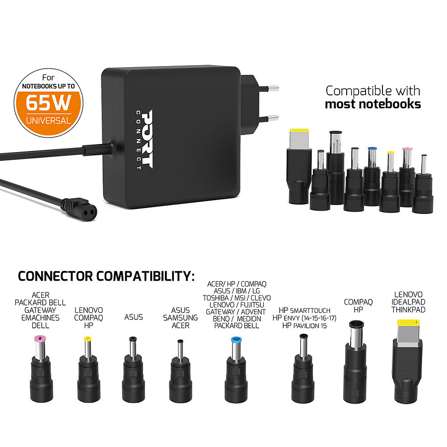 Port Connect Chargeur secteur universel (65W)