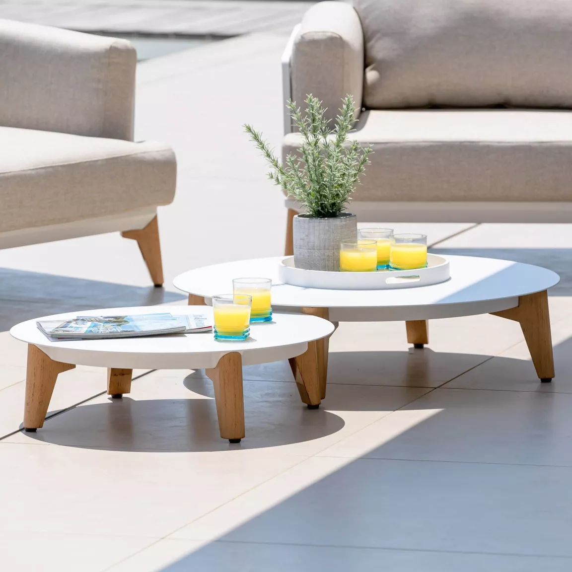 Table basse de jardin ronde (D68 cm) Monte Carlo Blanc