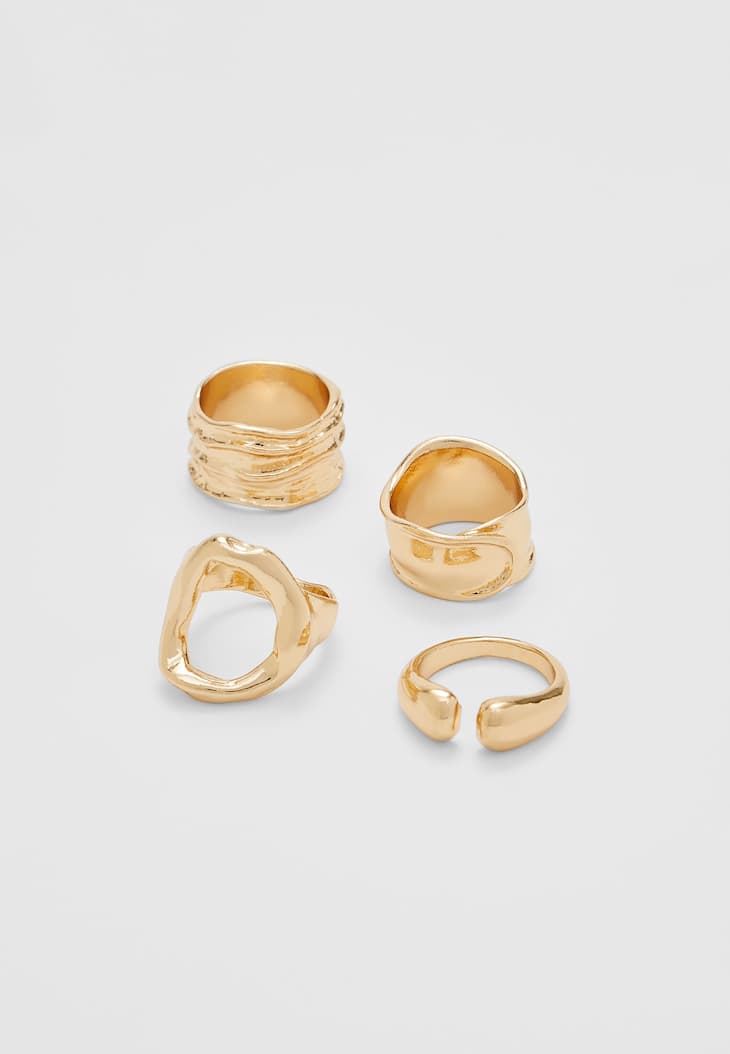 Conjunto de 4 anéis irregulares