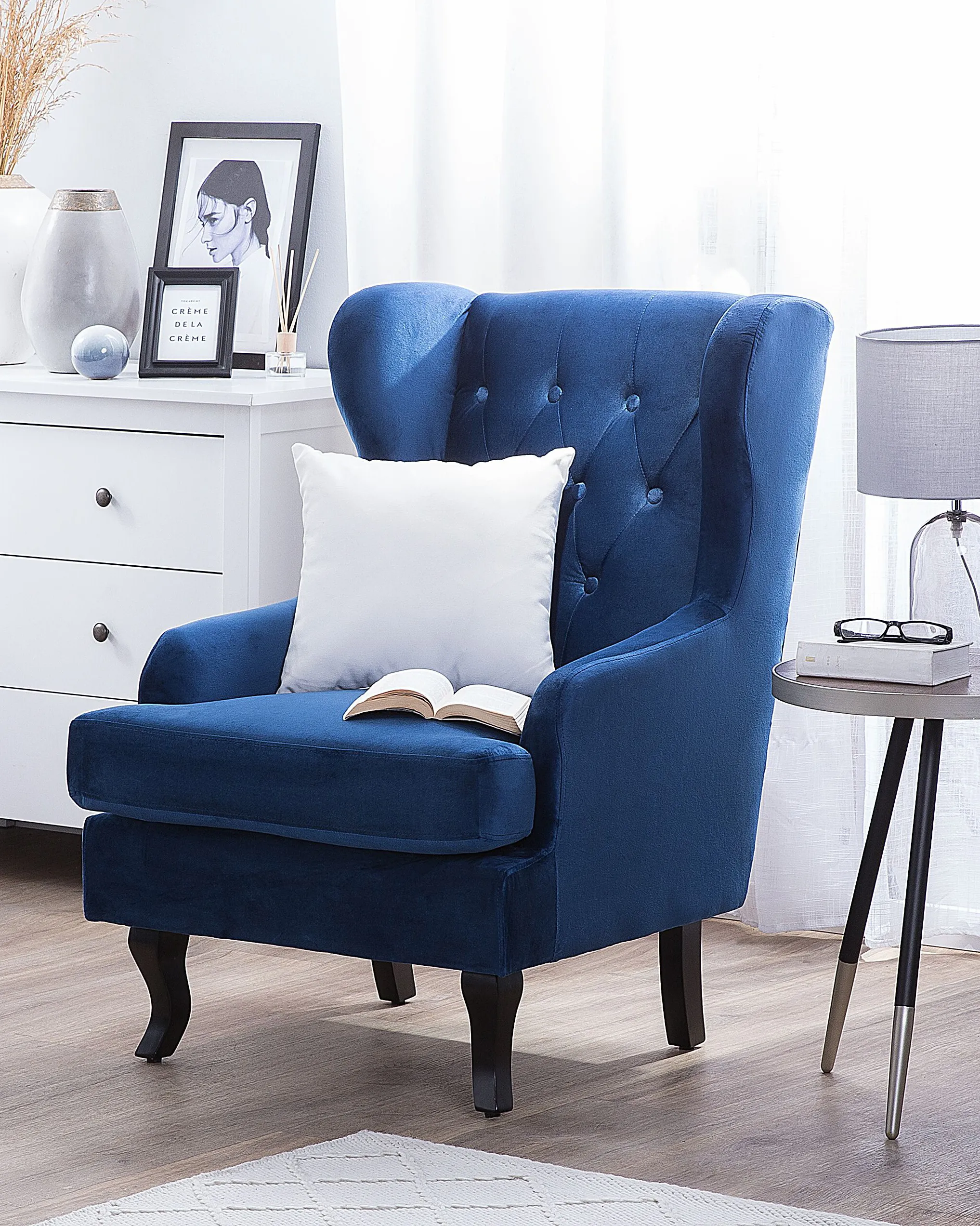Oorfauteuil ALTA Fluweel Donkerblauw