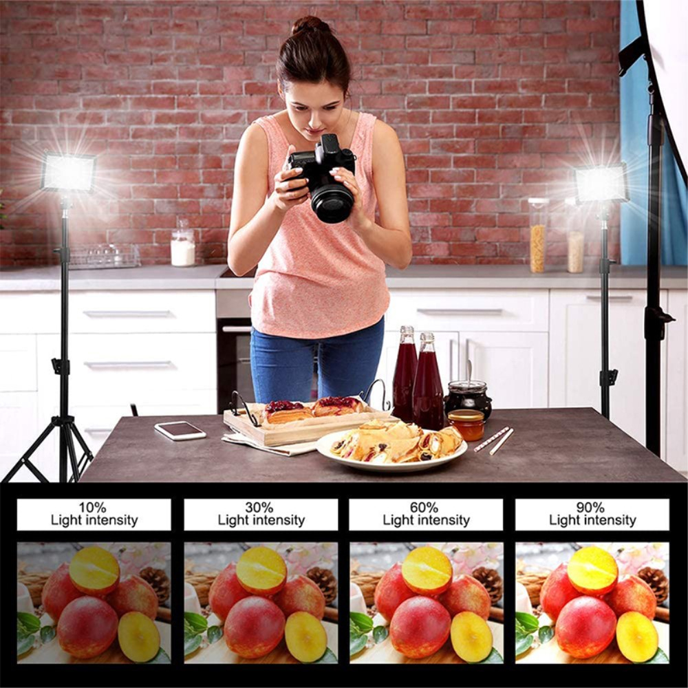 (145x96mm) LED Video Beleuchtung Foto Selfie Licht Studio Ausrüstung mit Mini Tripod (5600K) - Schwarz