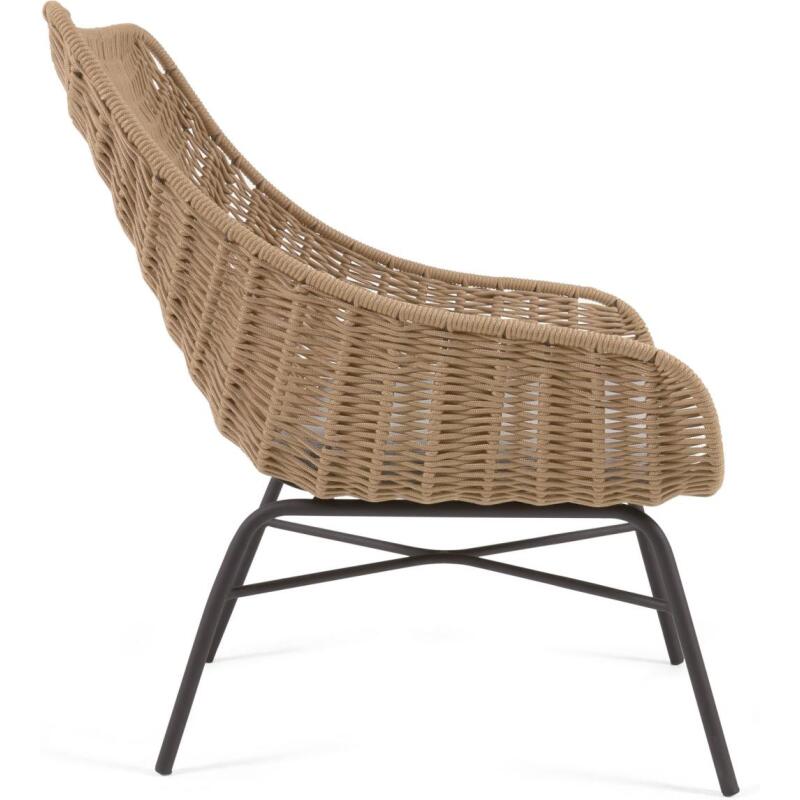 Fauteuil Abeli - corde - pied acier beige