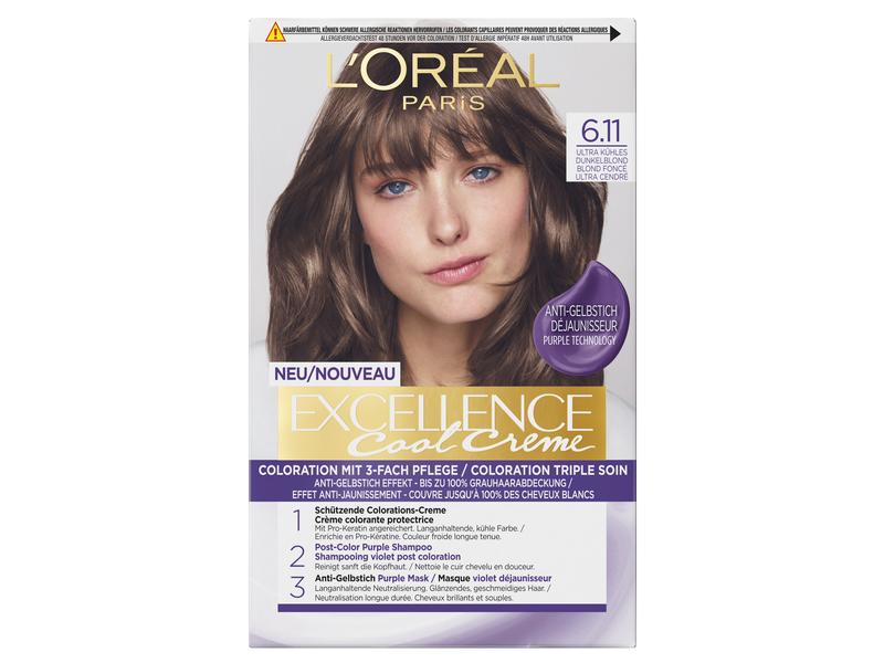 L'Oréal Paris Haarcoloration Cool Crème 6.11 Ultra Kühles D Dauerhafte Haarfarbe mit bis zu 100% Grauhaarabdeckung