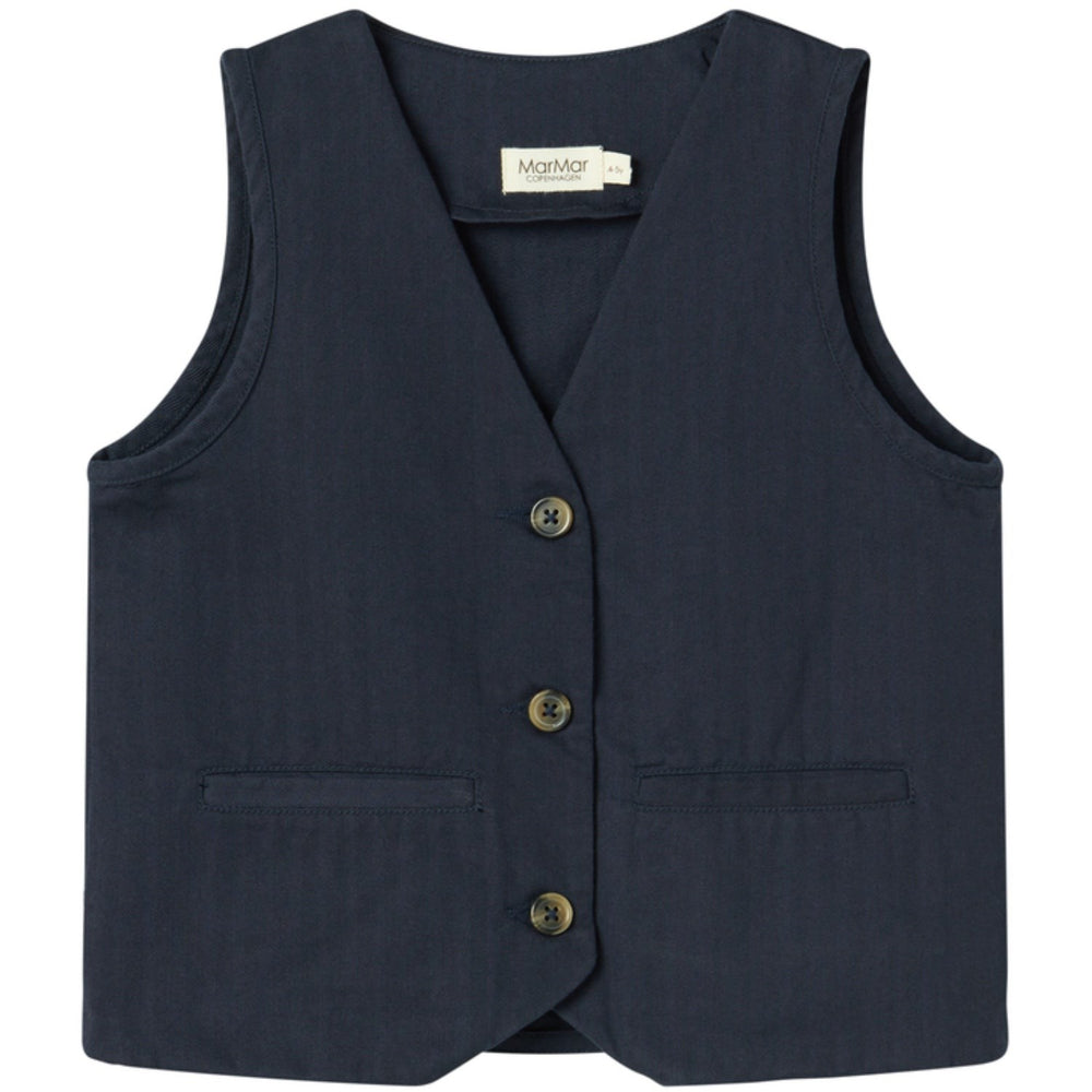 Køb MarMar Herringbone Twill Pilot Navy Jason Vest