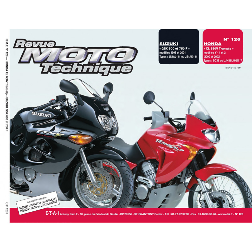 Etai - RMT 126.1 HONDA XL650 (2000 à 2002) et SUZUKI GSX 600/750F (1998 à 2001)