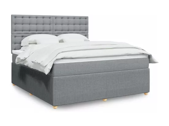 Sommier à lattes de lit avec matelas Gris clair 180x200cm Tissu