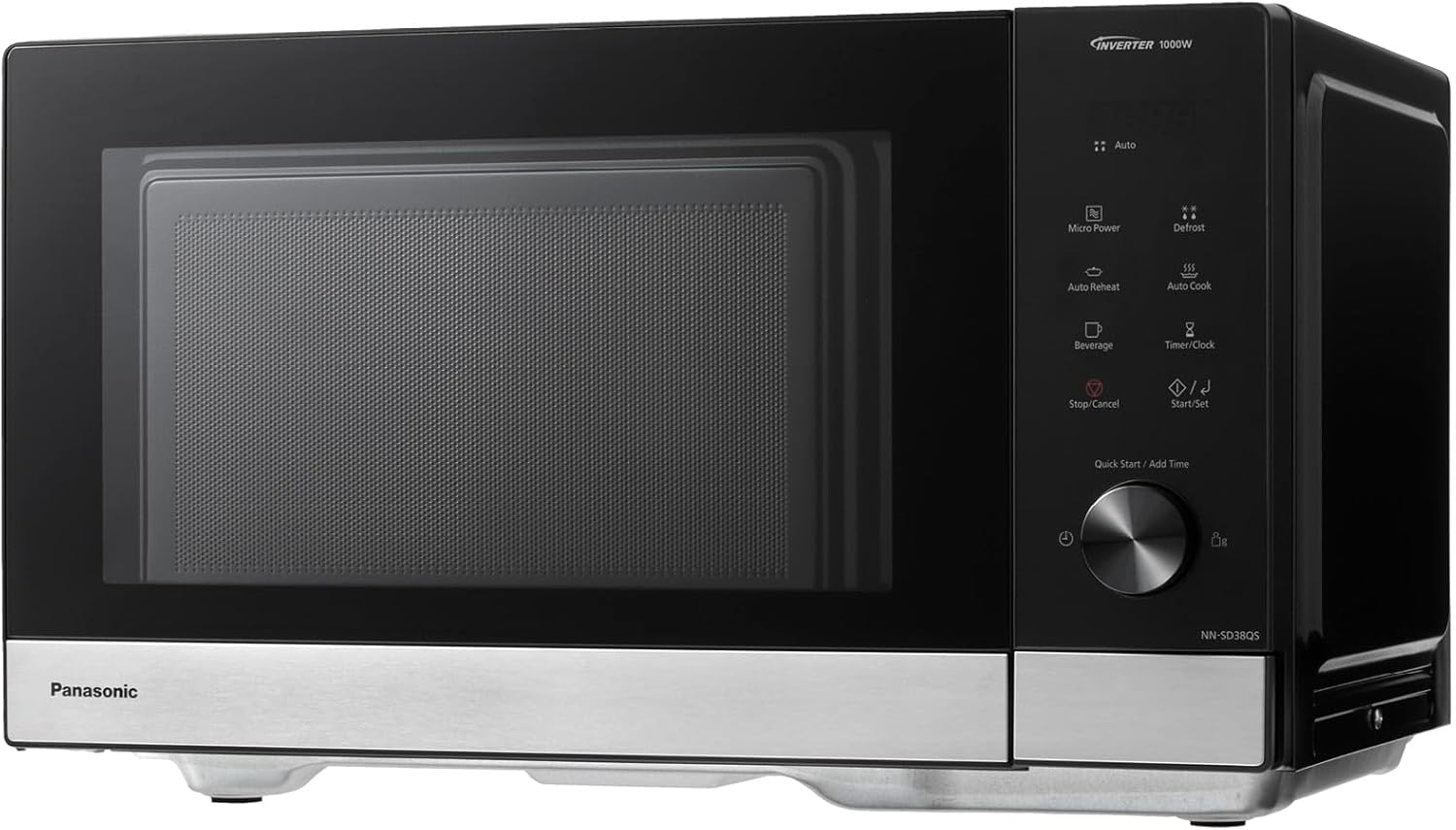 Panasonic NN-SD38QSEPG 29L Solo-Mikrowelle, 1000 W, automatisches Auftauen, 11 automatische Programme, Timer, Schwarz & Edelstahl