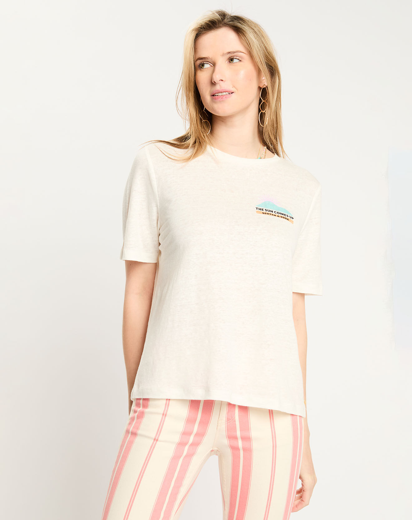 Scotch & Soda T-Shirt 100% Lin blanc
