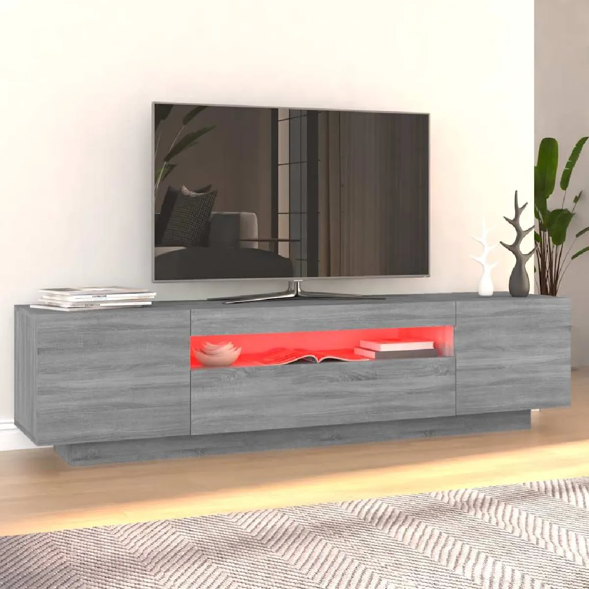 vidaXL Meuble TV avec LED - Sonoma gris