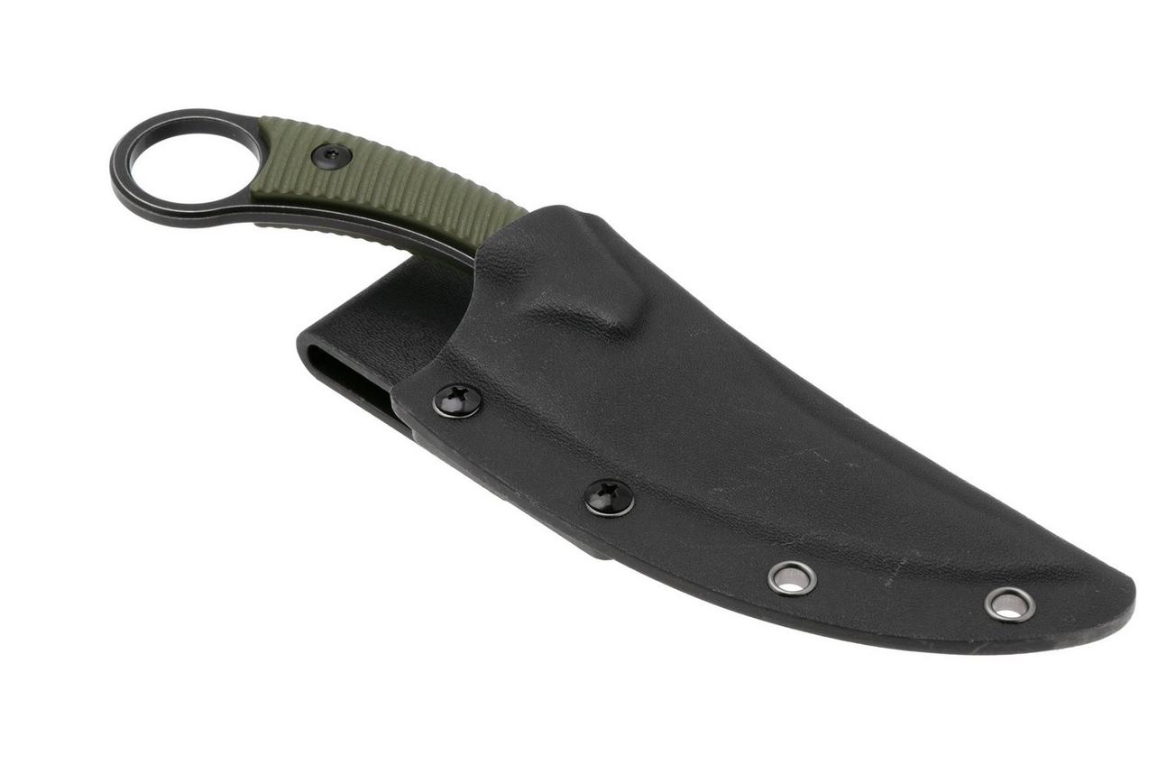 QSP Knife Viper QS166-B2 Blackwashed 10Cr15MoV, Green G10, vaststaand mes