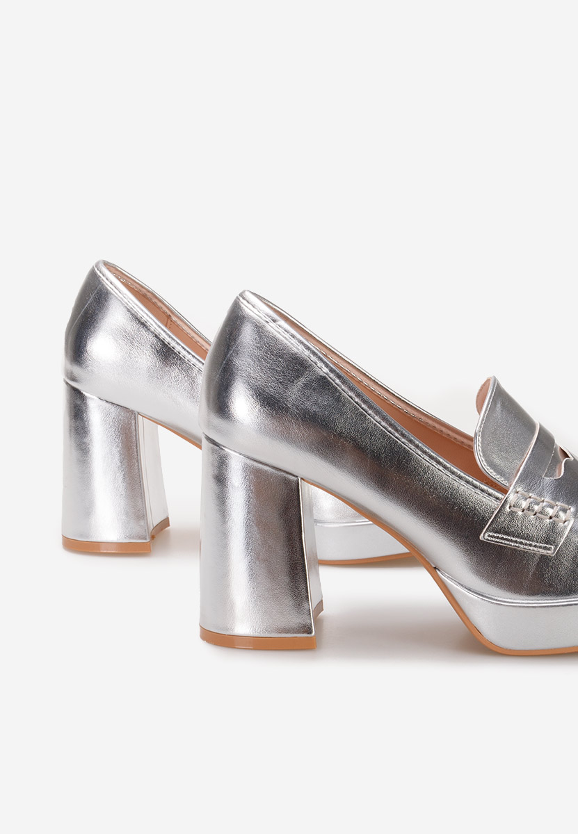 Mocassins à talon argent Alidia