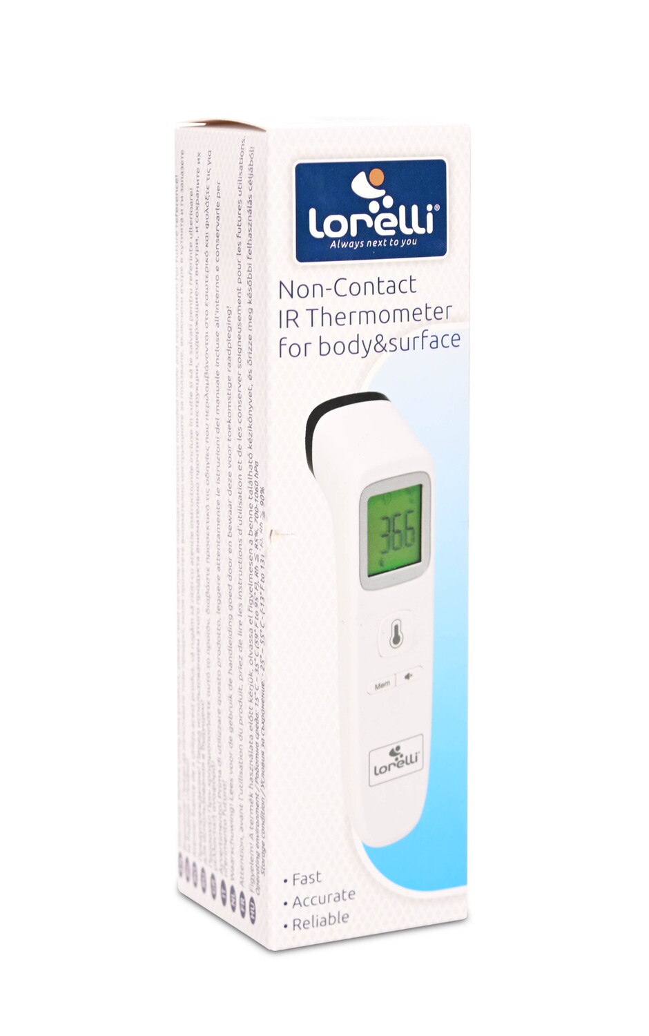Lorelli Infrarot Thermometer berührungslos, Körper, Oberflächen, LCD-Display weiß