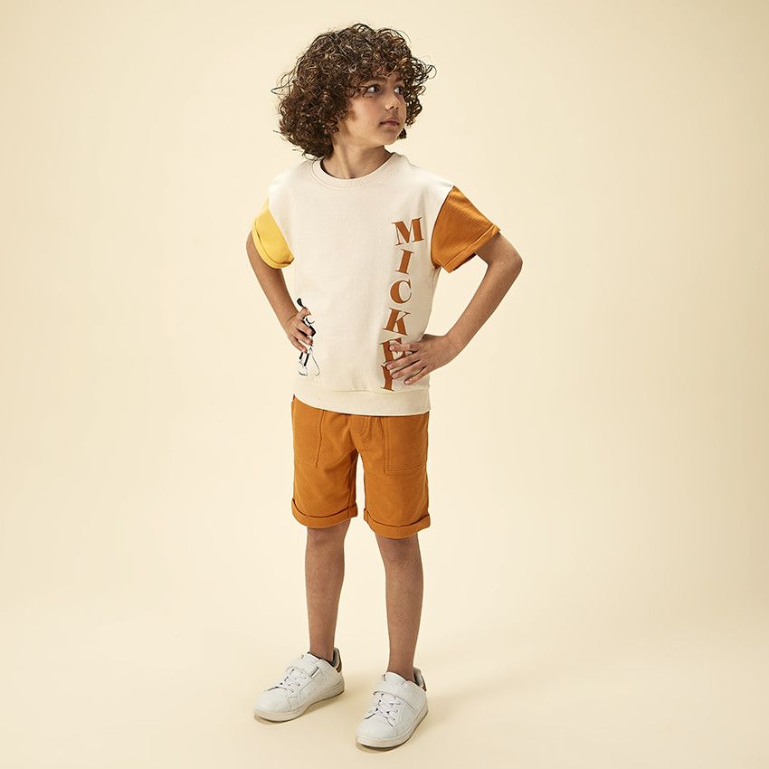 Ensemble 2 pièces effet color block Mickey Disney pour garçon - Ecru