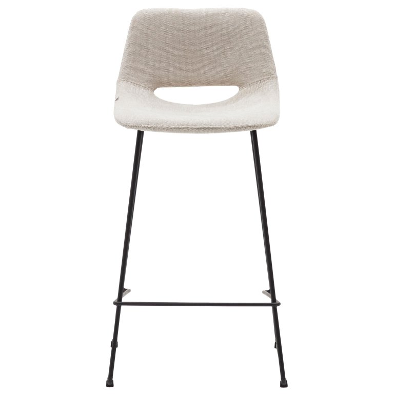 Kave Home Zahara barkruk H76 zwart onderstel, beige