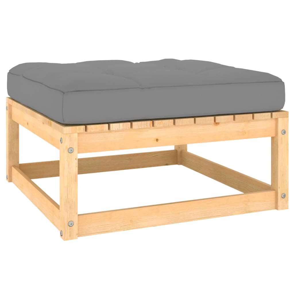 Salon de jardin meuble d'extérieur ensemble de mobilier 10 pièces avec coussins bois de pin massif