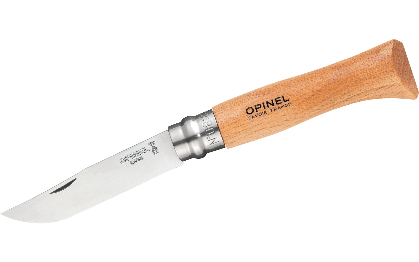 Opinel N°08 Taschenmesser Klingenlänge 8,5 cm Kohlenstoffstahl