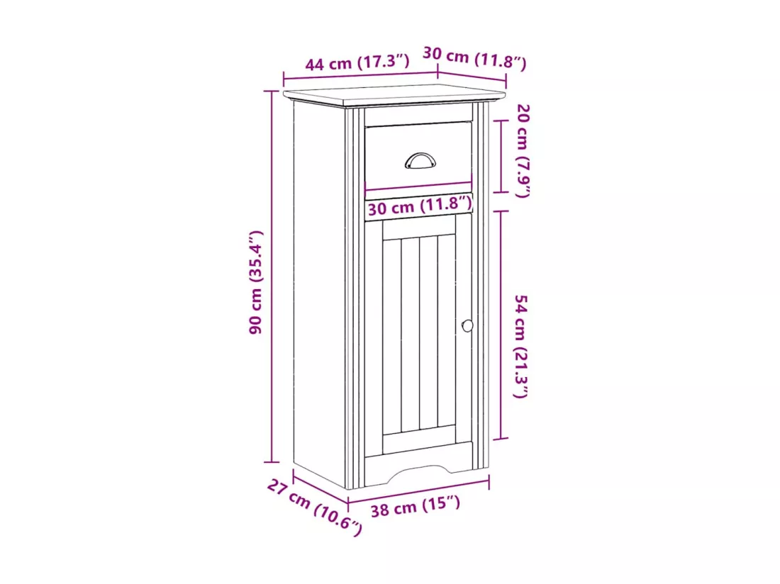 Armoire de salle de bain BODO blanc 44x30x90 cm