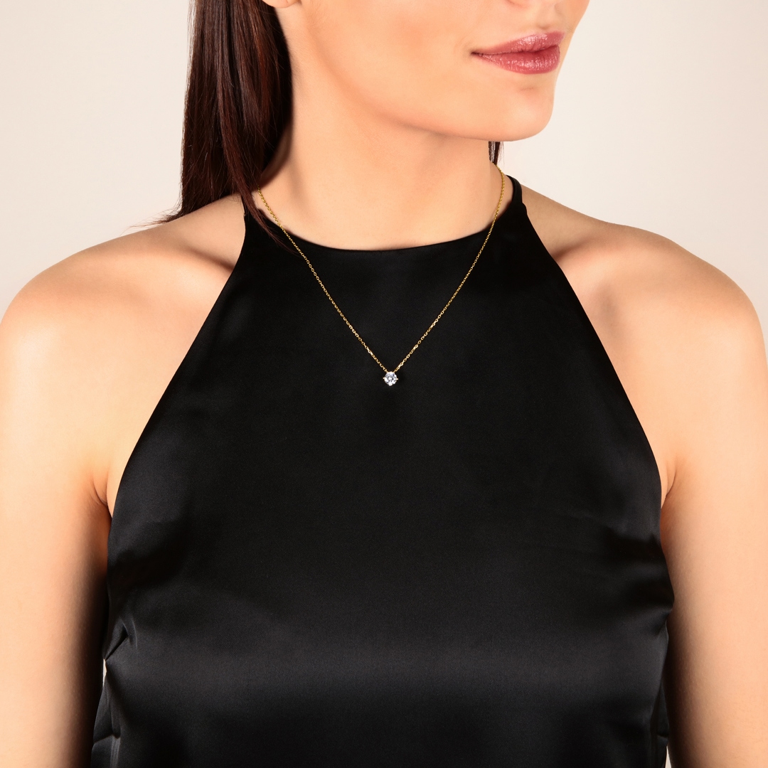 Collier 750/18 K Gelbgold mit Zirkonia Ø 7.0mm
