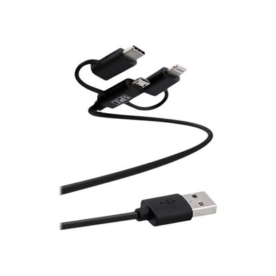 T'nB 3 IN 1 - câble de charge et de synchronisation USB/Micro USB - USB Type-C - Lightning - 1.5 m - noir