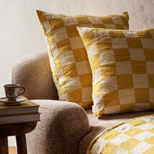 Housewife By Isabel Christensen Abigail Pude, Yellow/Neutral, 50x50 cm
