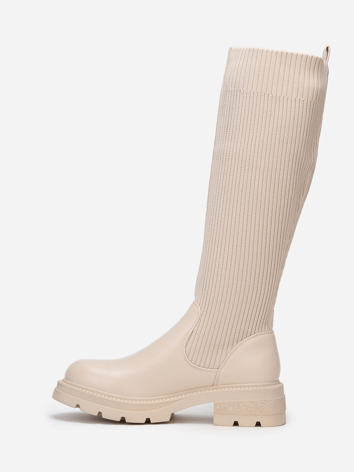 Bottes bi-matières effet chaussettes- Beige