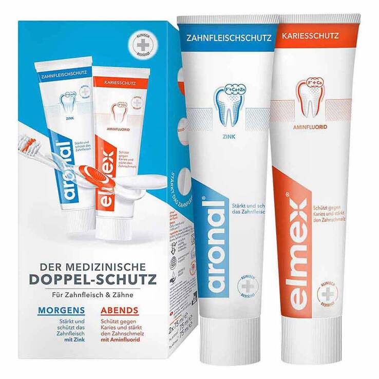 Aronal / Elmex Doppelschutz Zahnpasta, 2X75 ml