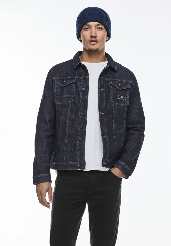 Casual Fit Jeansjacke - dark blue rinsed wash