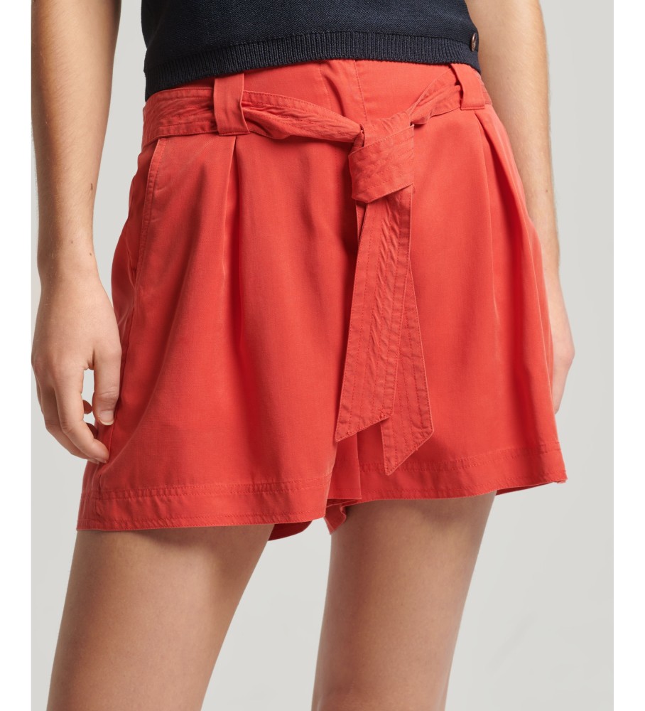Calções Superdry estilo paperbag vermelhos
