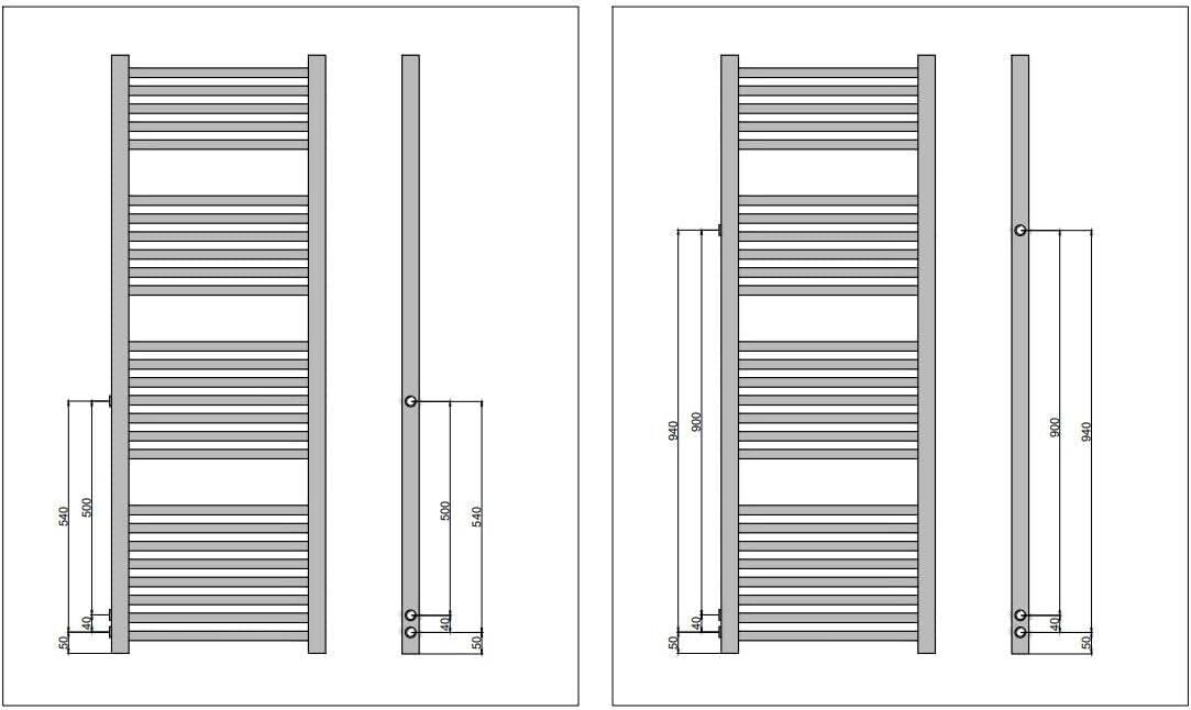 MC Heat ® Premium Austauschheizkörper Renovierungsheizkörper Badheizkörper Seitenanschluss (600mm * 1800mm- Anschluss 900/940 mm)