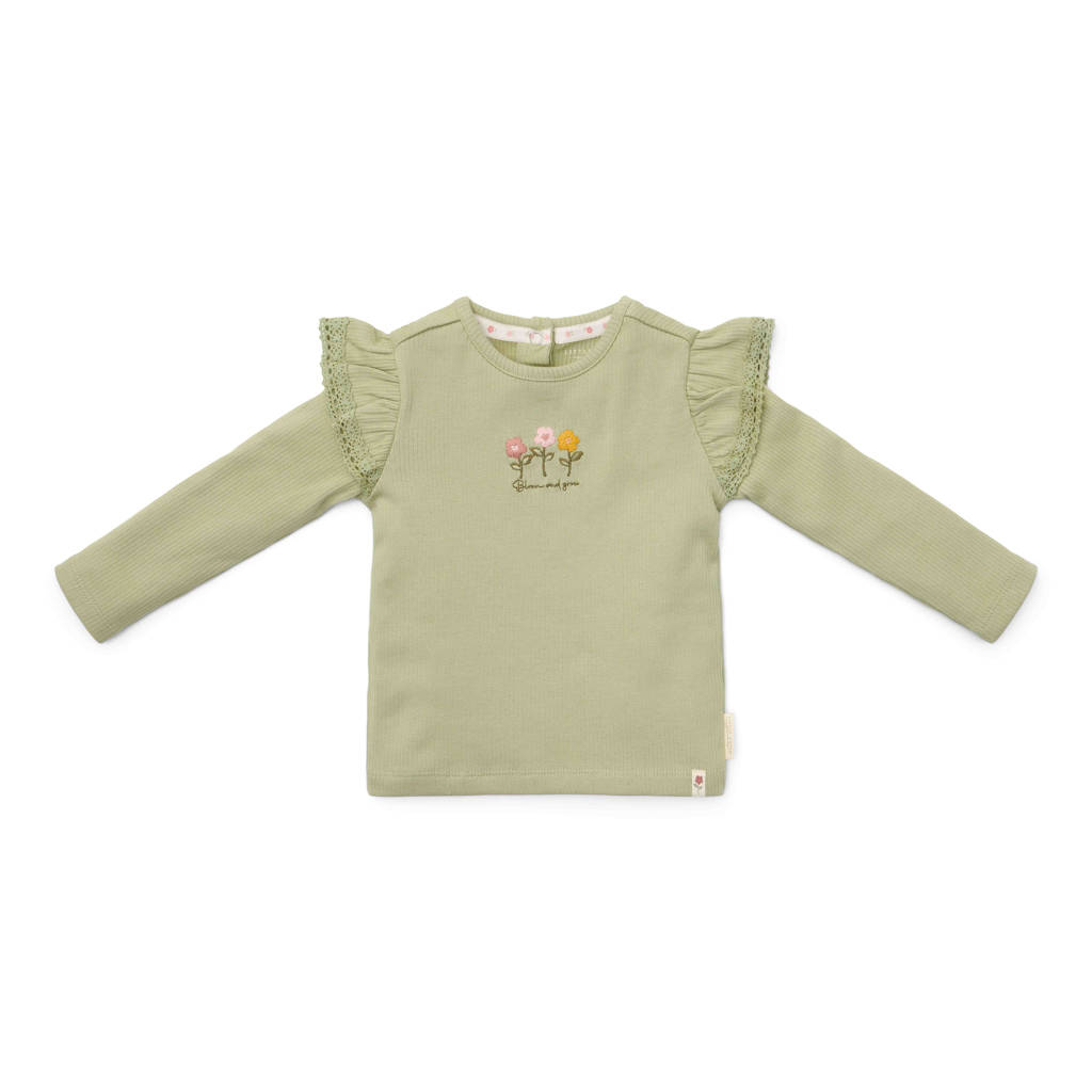 Little Dutch longsleeve met printopdruk en ruches groen