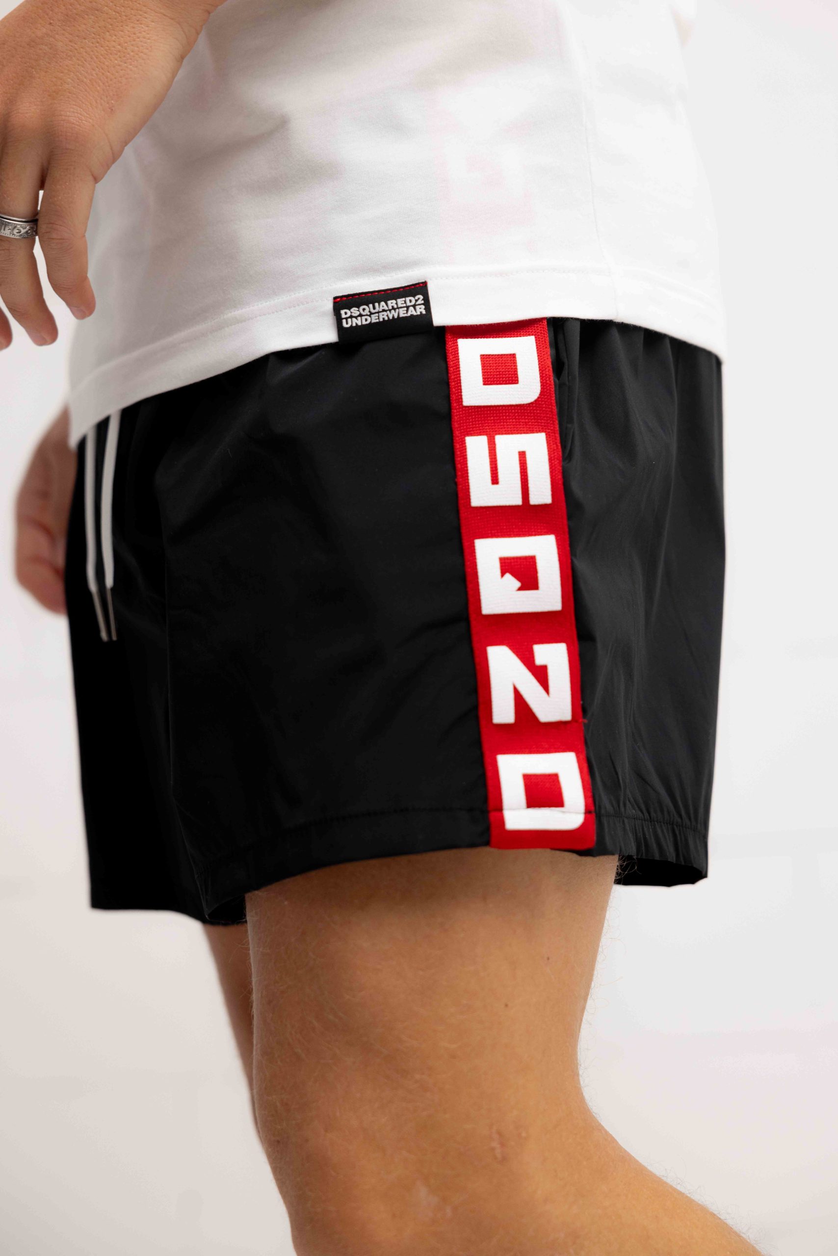 Dsquared2 Tape Logo Zwembroek Heren Zwart/Rood