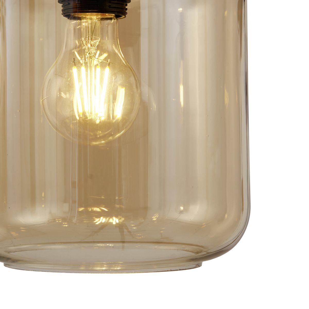Moderne hanglamp zwart met amber glas 5-lichts - Sheena