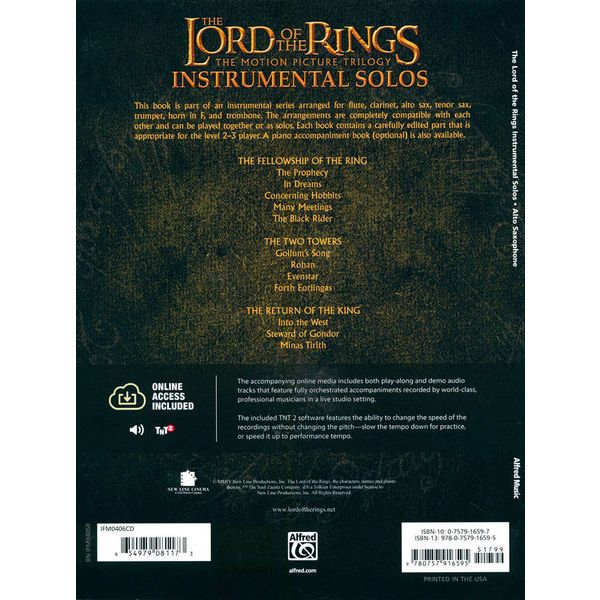 Alfred Music Publishing Lord Of The Rings 1-3 A-Sax