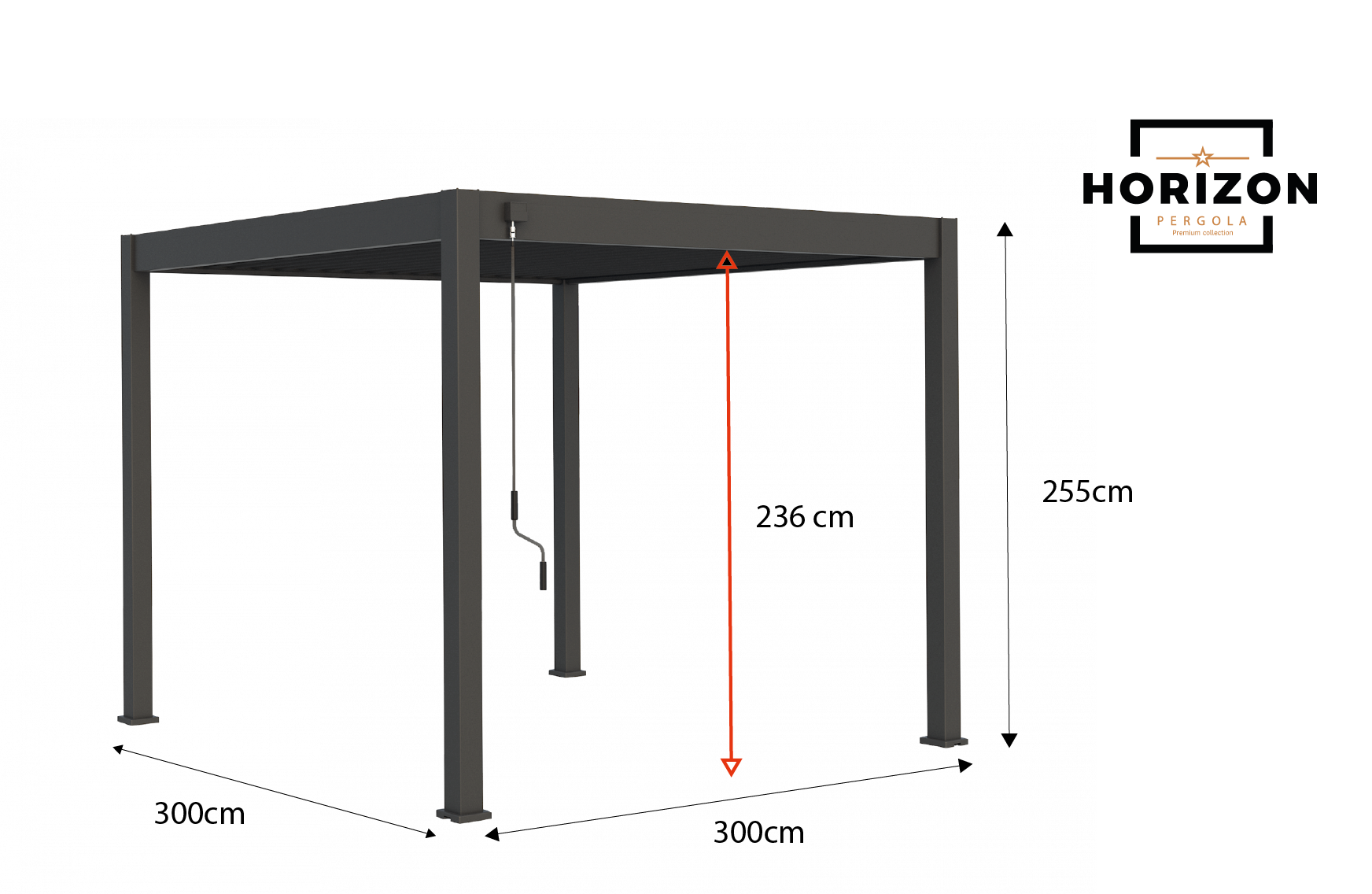 Novum ORION 300 x 300 cm terrasoverkapping - Anthracite