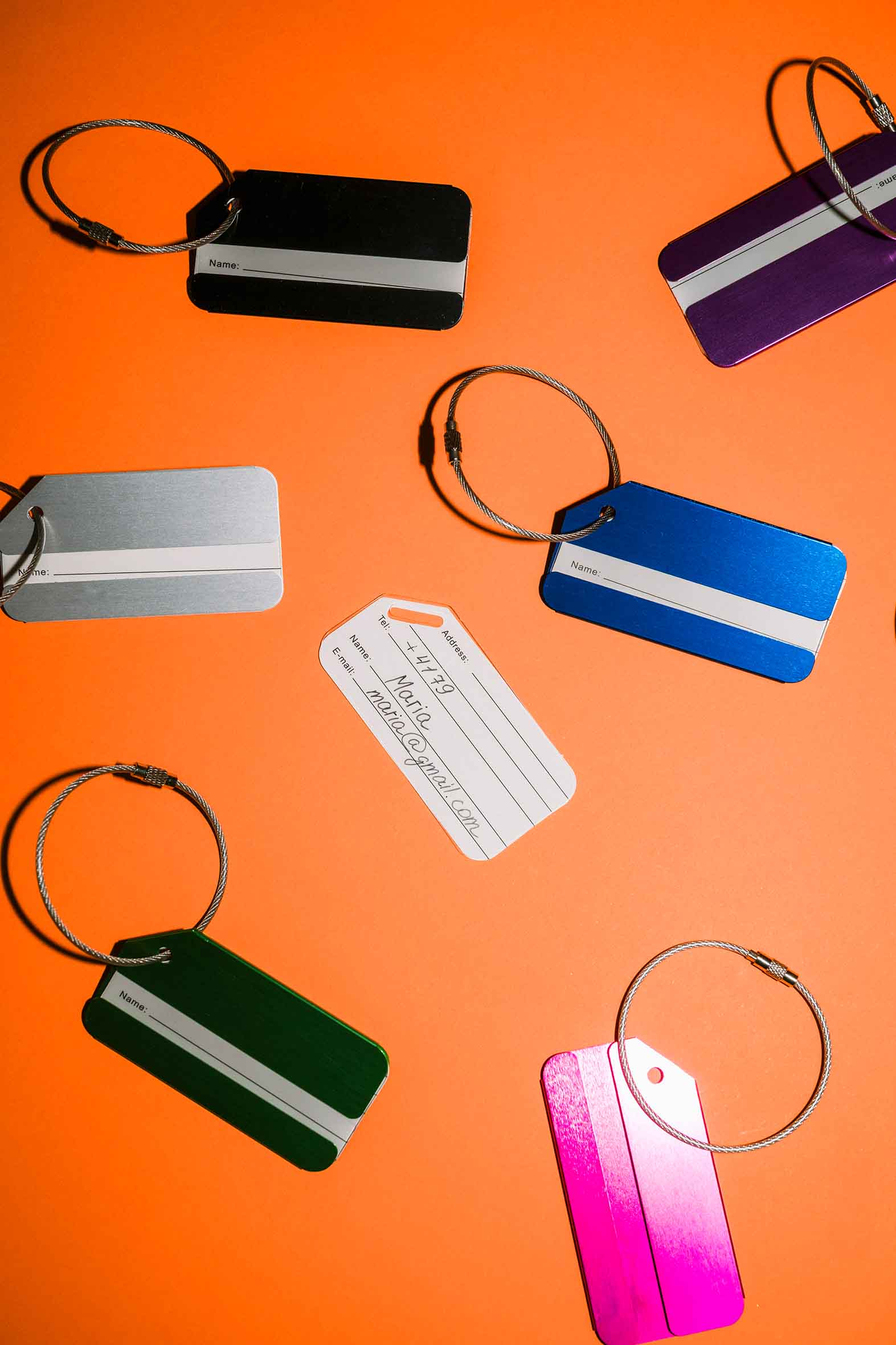 (8er Set) Aluminium Kofferanhänger Gepäck Etiketten Luggage Tag mit Adressschild - Bunt