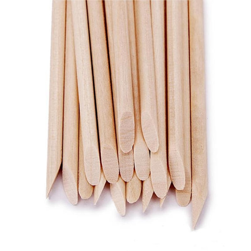 (100er Set) Holz Nagelhautentferner Nagelhaut Schieber für die Maniküre / Pediküre - Beige