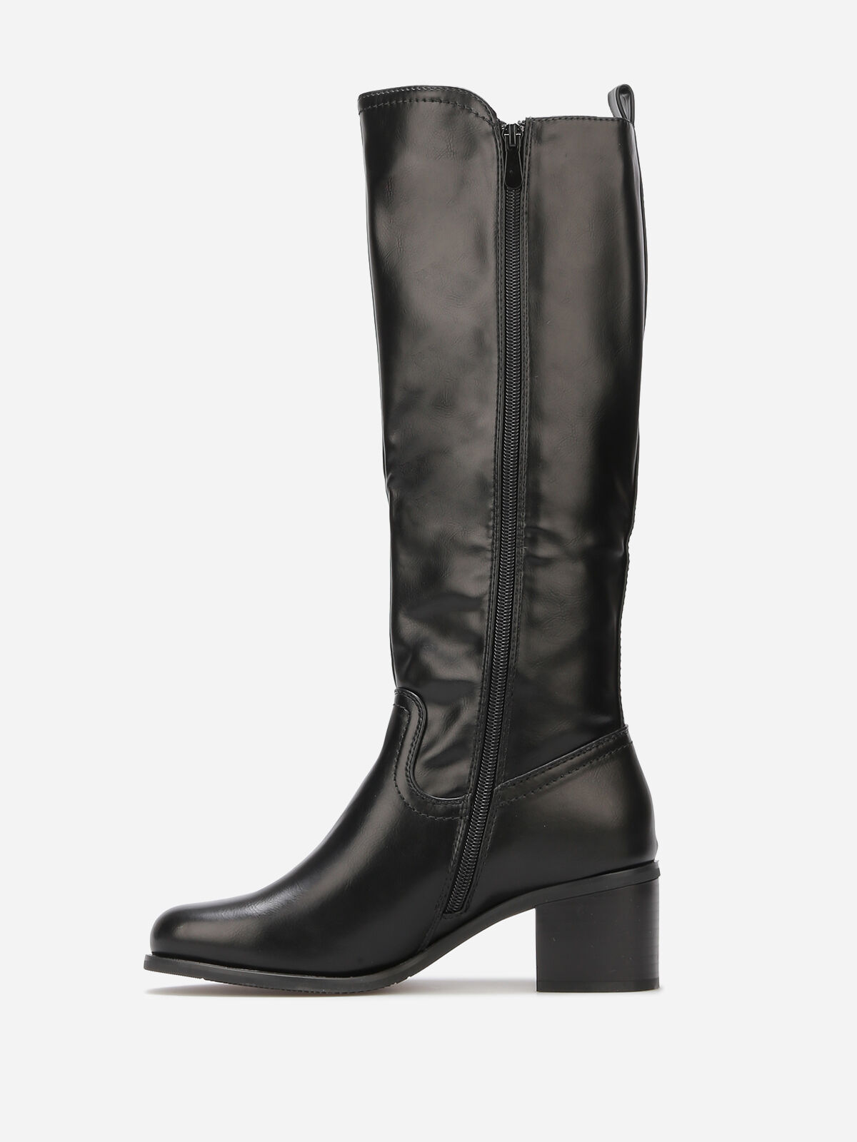 Bottes cavalières à empiècement élastique- Noir